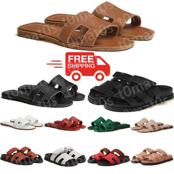 Free shipping designer sandals women slides flat slippers triple black white brown red pink blue green Fashion ladies sandal leather slipper womens sliders eur 35-42