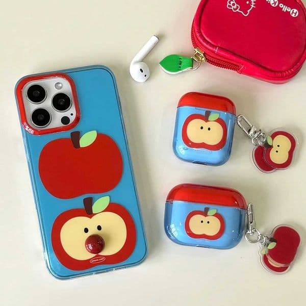 Korea Cute Blue Soft Earphone Case For AirPods 2 3 4 Pro 2 BT Earphone Charging Box Cover With PendantW251124