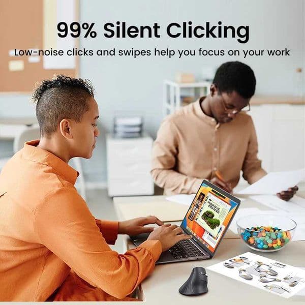 UGREEN Vertical Mouse Wireless Bluetooth50 24G Ergonomic 4000DPI 6 Mute Buttons for MacBook Tablet Laptops Computer PC Mice S2647{category}