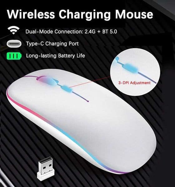 Wireless Rechargeable Mouse With LED Backlight Gaming Mouse Suitable For MAC/Laptop/PC/WindowsM251124