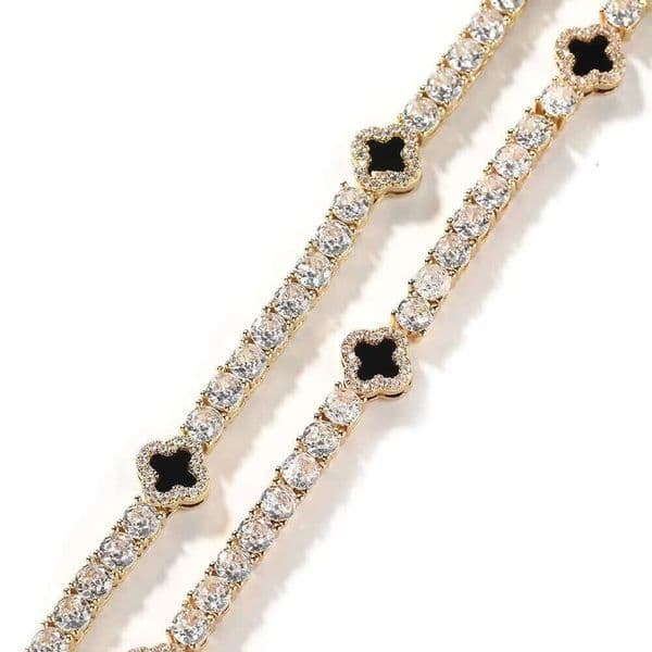 Fashion Designer CZ Red Green Black Clover Chain Hip Hop VVS Moissanite Cuban Women's Necklace