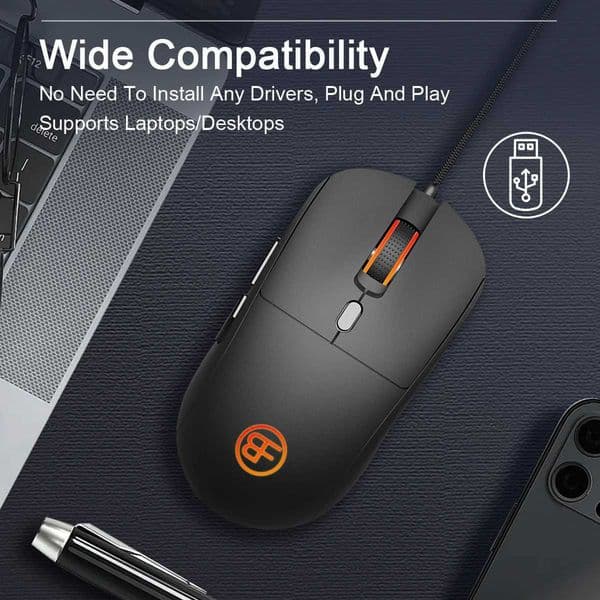 Wired Mouse USB Wired Optical Mouse Ergonomic 7200 DPI Adjustable 6 Buttons Office Mice for PC Laptop Computer Macbook GamerM251124