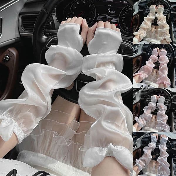 Summer Long Sleeves Anti-Sunburn Arm Cover Women Cycling Driving Arm Warmers Elastic Anti-UV Loose Cool Hand Sleeves 250424