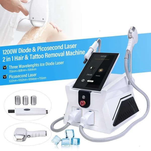 High Power 808 Diode Laser + Picosecond 1200W High Frequency Hair Removal Ice Depilation Nd Yag Tattoo Removal Anti-Pigment Skin Whitening Machin