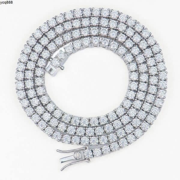 Xingyuegems Wholesale 3mm 20inches Hiphop Iced Out 925 Sterling Silver Vvs Lab Grown Moissanite Diamond Tennis Chain Necklace