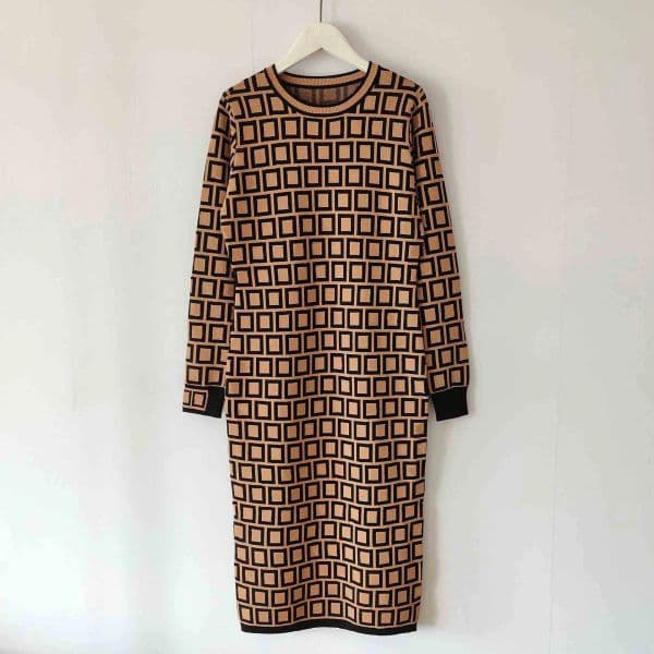 Designer Spring Women's Luxury Dress Summer Long sleeve stand collar plaid party work shirt comfortable dress for women