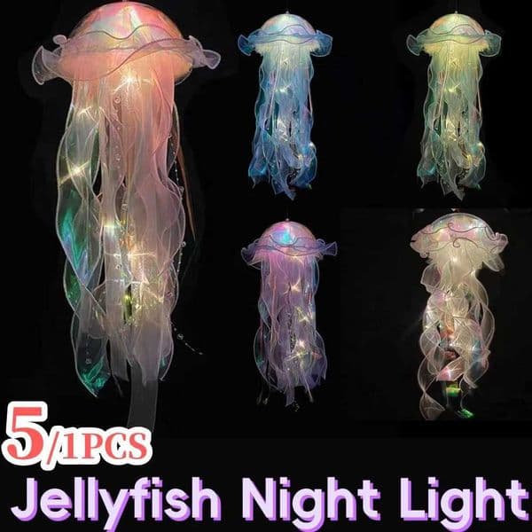 5-1PCS RGB Jellyfish Lamp Colorful Night Light Jellyfish Atmosphere Light Lamp Hanging Ceiling Lantern Creative Jellyfish LampW251124