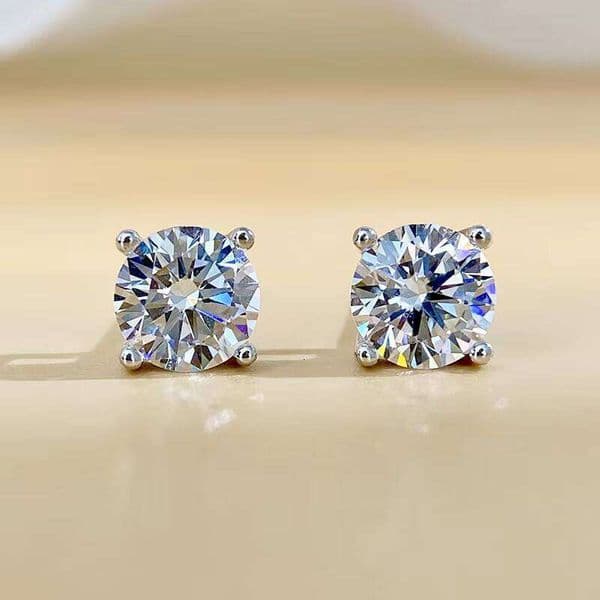 0.5-3ct D Color Fashion Round Earring Moissanite Stud Earrings for Women aaa