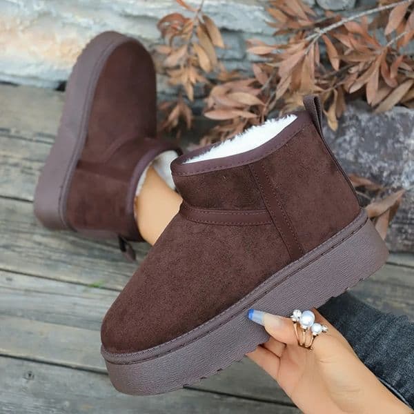Winter Thick Bottomed Lined Large Head Snow Boots Women Warm Short Tube Bread Cotton Shoes Round Toe Boots for Women 251120