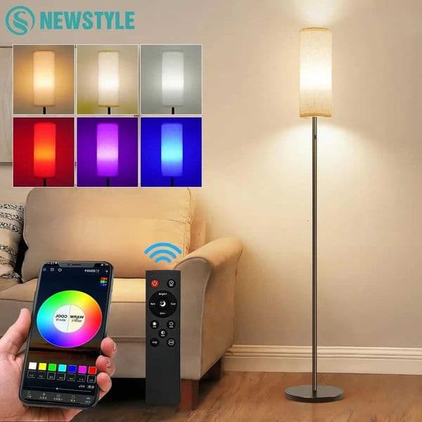 NEWSTYLE RGBW Ambient Floor Lamp Music-synced Rhythmic Lighting Bluetooth App-controlled DIY Colourful Ambient Light for HomeW251124