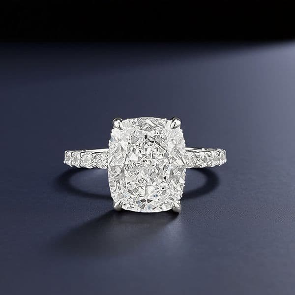 European American new 925 silver fat square ice flower high carbon diamond ring, fashionable and simple ring