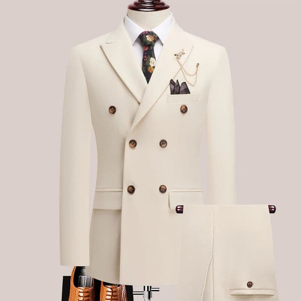 The latest mens solid color suit twopiece set with lapel collar and double breasted buttons for four seasons business s 251124BANJIA