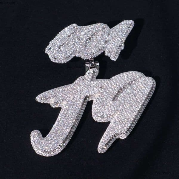 GRA Certificate VVS JB Letter Name 925 Silver Claw Bail Silicon Stone Pendant