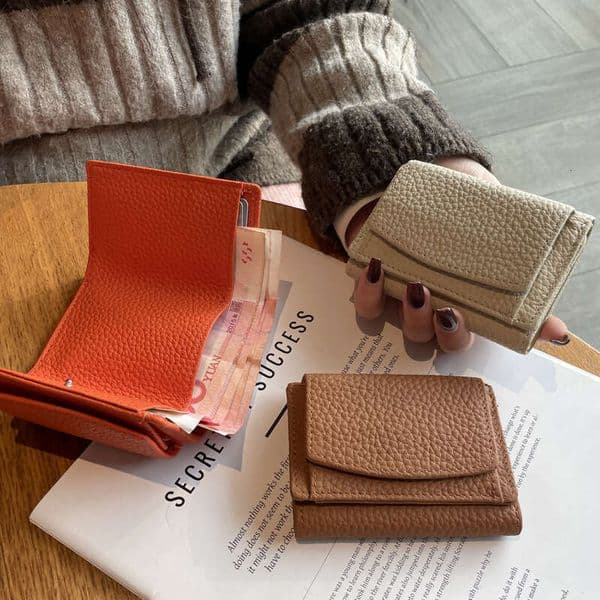 for Women Genuine Leather Japanese RFID Coin Money Clip Foreign Trade Mini Wallet Short Style Purse