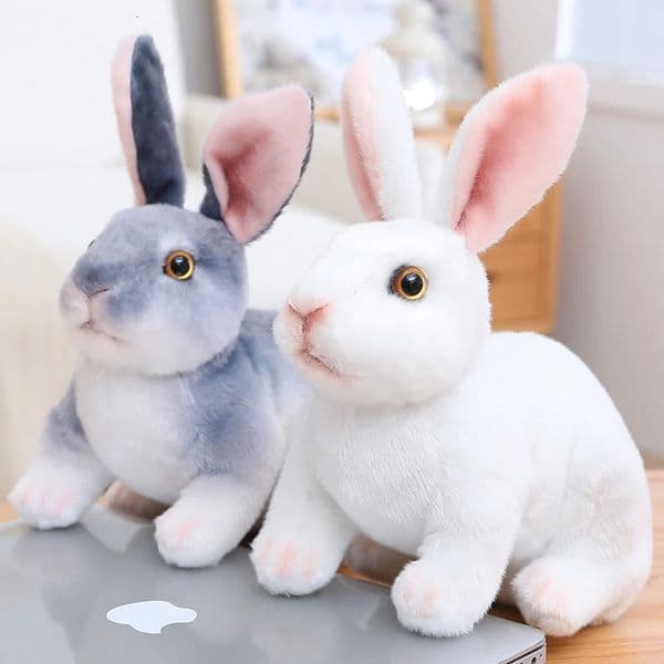 Simulated rabbit plush doll real and cute fur animal toy model Christmas gift Kawaii home decoration 250425