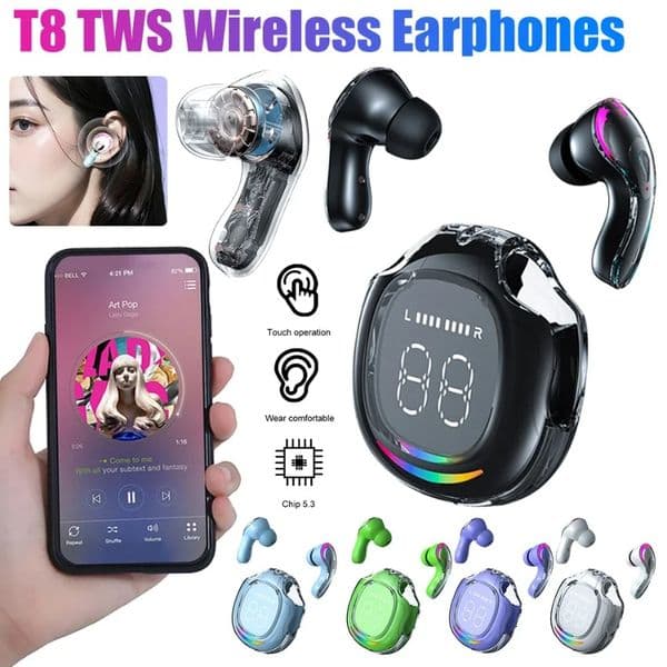 XT-27 TWS Wireless Earphones Gaming Headsets Bluetooth-Compatible 5.3 LED Power Display Touch Control Charging Wireless Headset