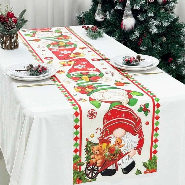 Christmas Table Runner Christmas Party Decoration 2025 Xmas Santa Claus Snowman Table Runner Navidad Natal New Year Gift 2026 Z251125