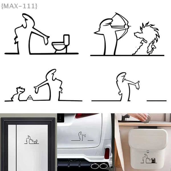 Luxury La Linea Minimst Line Art Car Sticker Cartoon Character Design Bumper/Window/Door Wall Decal Home Car Decoration Y251125
