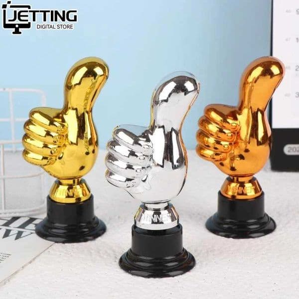 1pc Reward Thumbs Up Trophy Plastic Gold Trophies Encouragement Mini Victory Trophies Award Prizes for Home Desktop DecorW251125