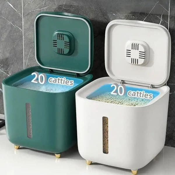 Moisture proof and insect proof rice box 5/10KG grain sealed can kitchen container bucket storage pet dog food box bullet cover 250424