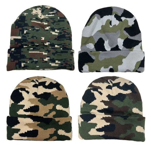 Unisex Camo Beanie Hat for Men Women Winter Skull Cap Outdoor Sports Slouchy Knit Hat W251125