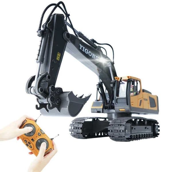 Rc Excavator 1/20 Cars Trucks Alloy with Light Remote Control Construction Vehicle Crawler Multifunctional Toy Car Boy Kids ToyW251125