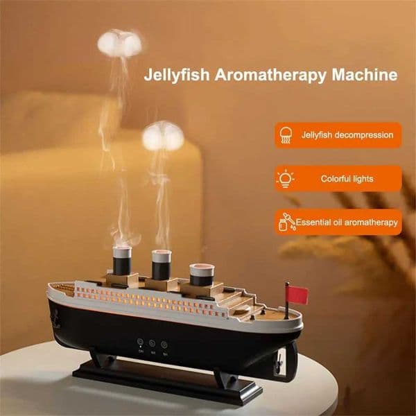 2025 Titanic Model Air Humidifier 250ml Essential Oil Diffuser Jellyfish Smoke Ring spray Aromatic Diffuser X250425