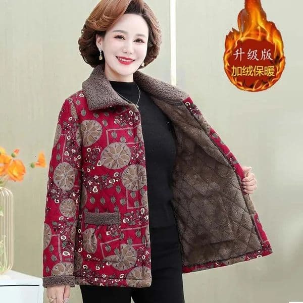 Mother Winter Cotton Clothes Plush Thick Warm Padded Coat Middle Aged Casual Parkas Elderly Grandma Jacket 251121