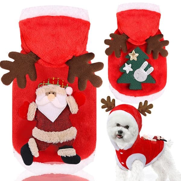 2025 new Autumn Winter Flannel Warm Pet Clothes Reindeer Dog Christmas Outfit New Year Cat Supplies