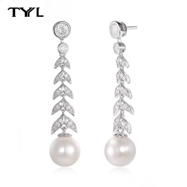 TYYL Natural Shell Pearl Drop Earrings 925 Silver Long Tassel Pendant Earring Womens Wedding Dangle Bead Ear Jewelry 250417