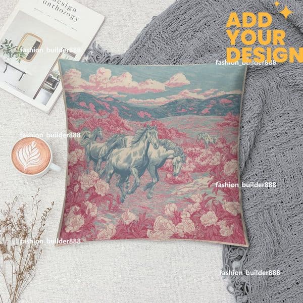 Custom H Designer Horse Luxury Art Artwork Contemporary Home Decorative Throw Pillow Case Cushion Covers for Bedroom Sofa Living Room 18X18 Inches H39