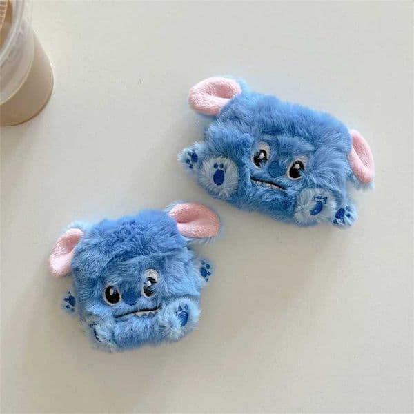 Cute Cartoon Stitch Warm Plush Fluffy Earphone Case For Airpods 4 3 2 1 Headphone Cover For Airpods Pro 2 Protective CasesW251125