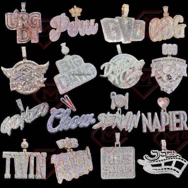 Icy Round Medal Charm Letter Sier Hip-Hop VVS Moissanite Pendant