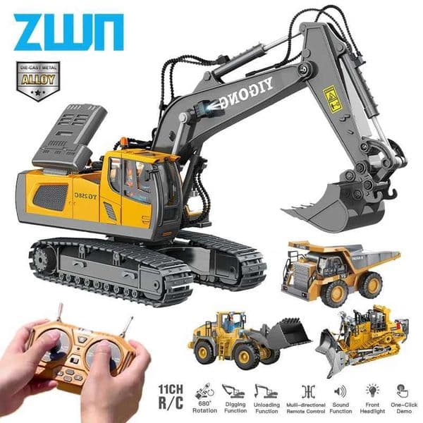 ZWN 24G Remote Control Excavator Dump Truck RC Model Car Toy Professional Alloy Plastic Simulation Construction Vehicle for KidW251125