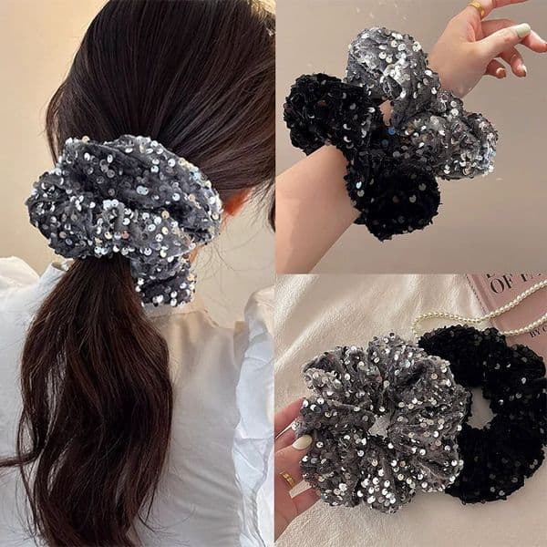 123pcs Sequin Fashion Exquisite Shiny Large Hair Loop tail Holders Rubber Bands Accessories For Women Party 251114