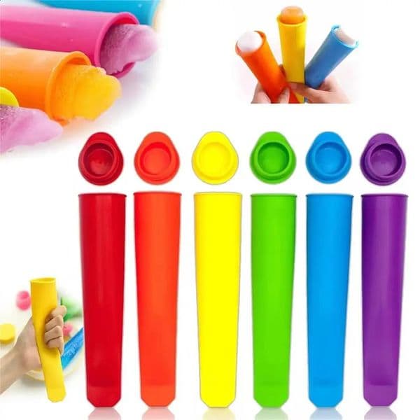 6pcs Silicone Popsicle Molds Reusable DIY Freezer MoldsColorful Handheld Stick MoldsEasy to Clean and StoreKitchen Supplies 250421BJ