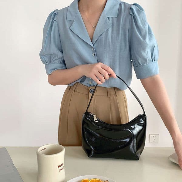 Korean sier commuting style armpit women's simple fashionable handbag, high-end sense, niche and one shoulder dumpling bag, 2025 temperament versatile new trend