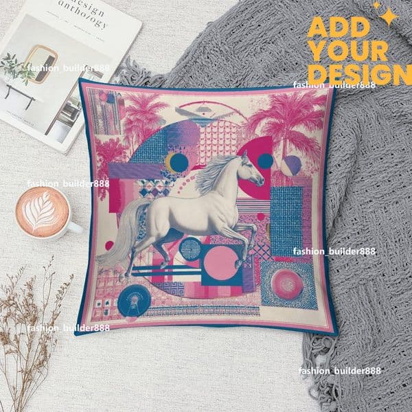 Custom H Designer Horse Luxury Art Artwork Contemporary Home Decorative Throw Pillow Case Cushion Covers for Bedroom Sofa Living Room 18X18 Inches H15
