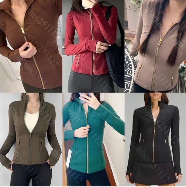 women jacket designer jackets womens yoga sweatshirt gold zipper workout sport coat fitness gold Jacket activewear running tops zip up top coats jogging sportswear