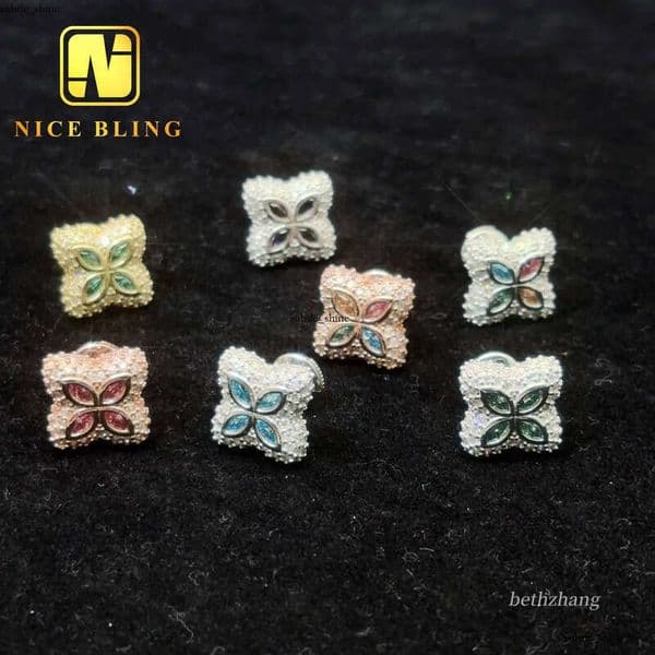 Pass Tester Hip-Hop Studs 925 Silver IGI Silicon Stone VVS Moissanite Multi-Color Iced Out Earrings