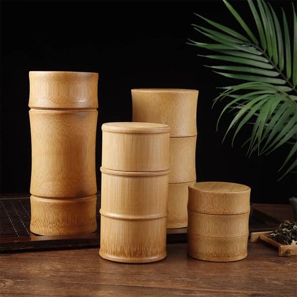 Natural bamboo food storage box tea nut spice storage box tea can environmentally friendly organization can kitchen container 250424