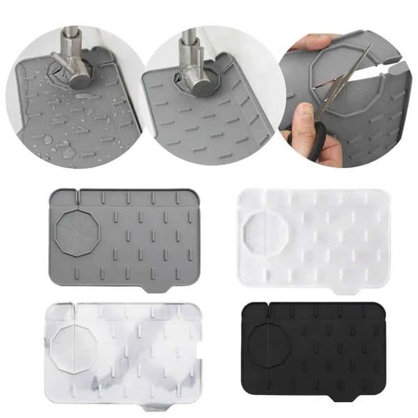 Silicone faucet splash proof waterproof pad drainage tray waterproof pad sink storage drying pad slope no water storage X250425