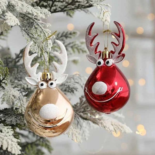 2pcs Christmas Ornaments plastic Elk Ball Xmas Tree Hanging Bauble Pendant Home Christmas decoration New Year Party Navidad 2025 Z251125