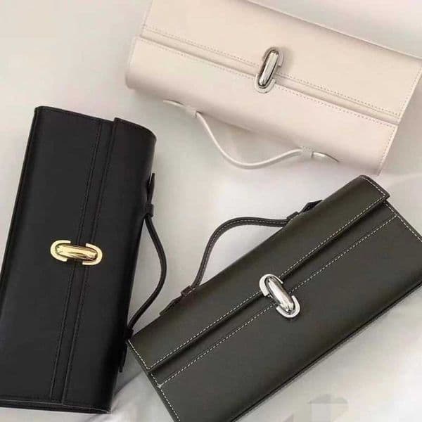 symmetrical Savette brand Pochette leather small square rectangular bagel bag womens simple handbag W250421