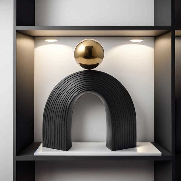 Luxury Minimally Artistic Sculptur black electroplated gold ball resin arch Figurines Creative Art Ornaments Desktop Decoration Crafts Y251125
