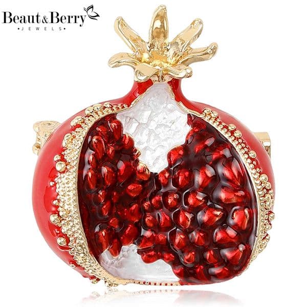 BeautBerry Classic Rhinestone Pomegranate Brooches for Women Fruit Pins Friends Party Gifts Banquet AccESSories J251125 L260521