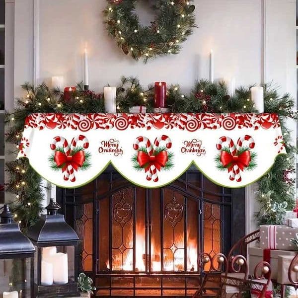 VIKAMA Christmas Fireplace Scarf Decorations Winter Holiday Home Living Room Indoor Fireplace Door and Window Decorations Z251125