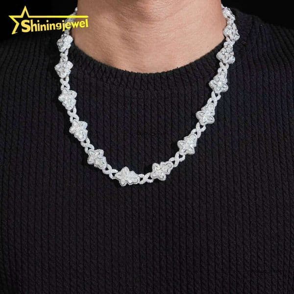 Iced 925 Silver Cross Style Link Hip Hop Jewelry Custom Luxury Infinity VVS Moissanite Cuban Men's Chain