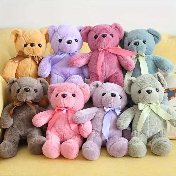 1pc Multicolored Ribbon Teddy Bear Plush Toy Soft Animal Dolls Birthday Party Wedding Home Decoration Room Decor Christmas GiftT251126