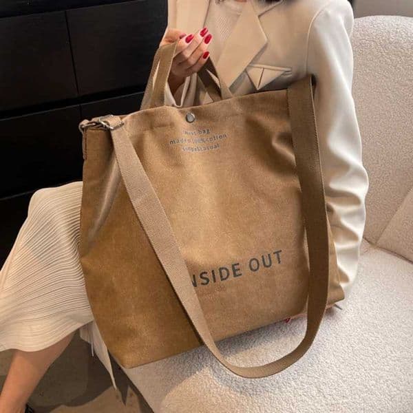 Large capacity handbag womens canvas shoulder bag fashionable large handbag casual design womens bag khaki/white/coffee/black W250425